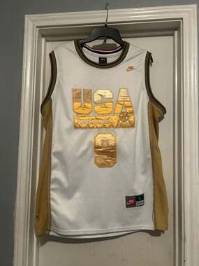 Nike Michael Jordan #9 USA Basketball Dream Team Olympics Jersey White/Gold Size